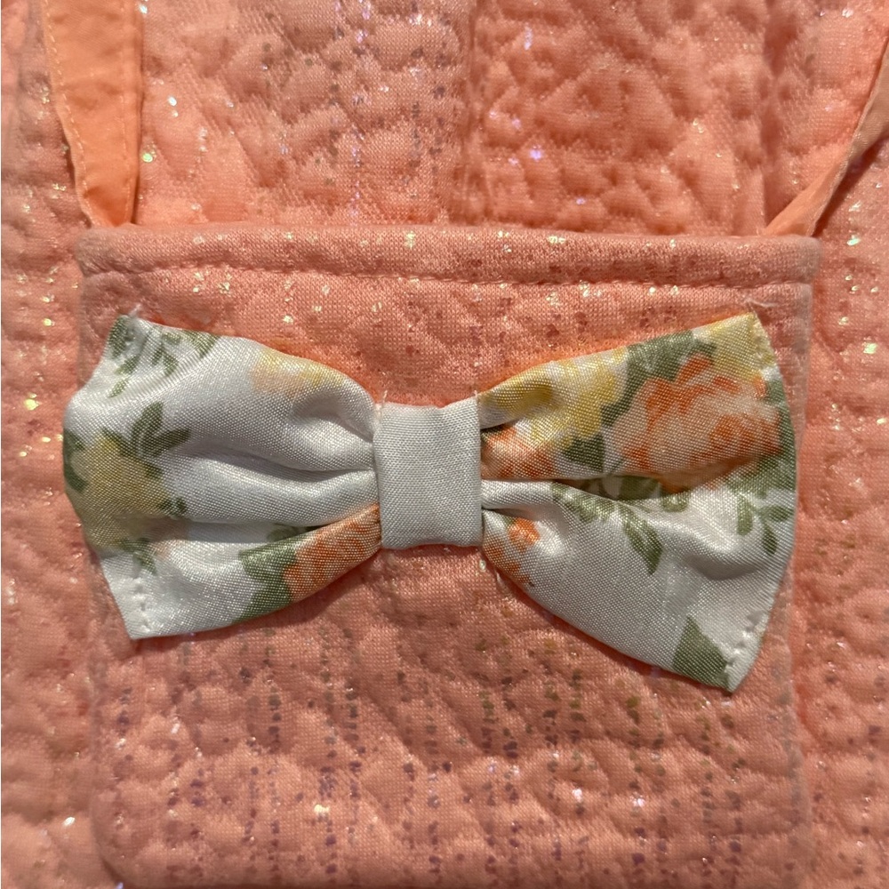 Girls Easter Floral Dress Peach Coat Set w/Purse & Hair Clips NWT 4T - Picture 7 of 7